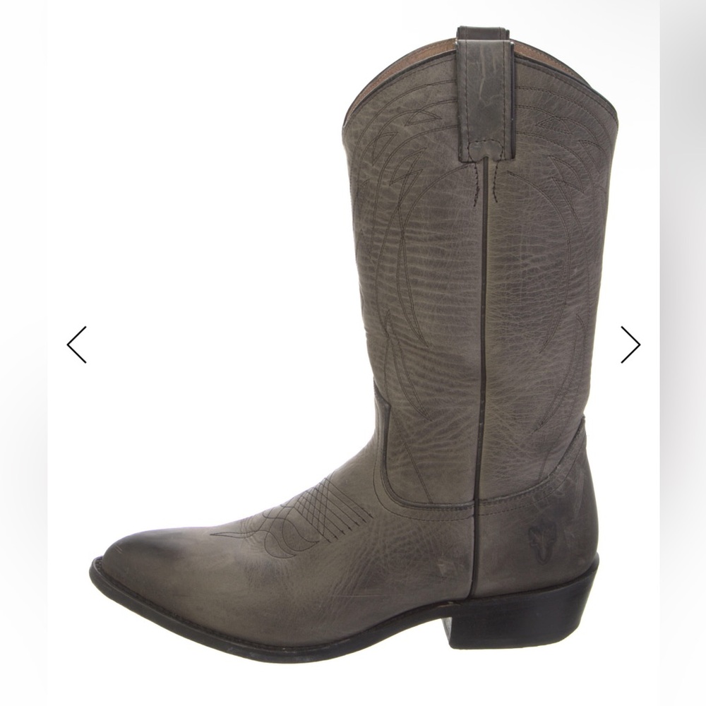 Frye Gray Leather Cowboy Boots
